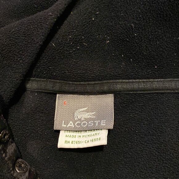 Lacoste 6/Extra Large Black Sweater Snap Closures Logo Embroidered - Picture 6 of 7